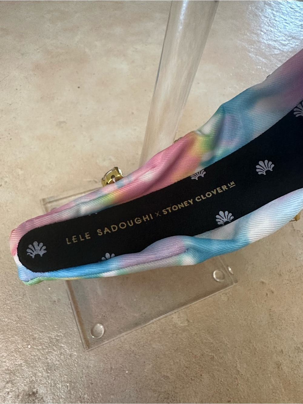 LELE SADOUGHI NWT Pastel Tie-Dye Padded Headband with Gold Crystal Accents - Picture 7 of 7